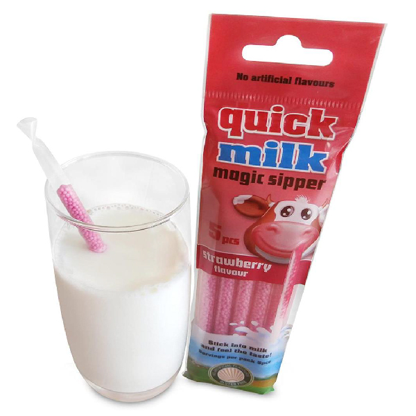 Quick Milk Magic Sipper strawberry flavoured straws 